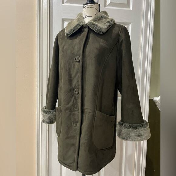FEN-NELLI TRENCH COAT WINTER SZ 7/8 VINTAGE OLIVE GREEN PREPPY CHIC VERSATILE - Picture 16 of 16